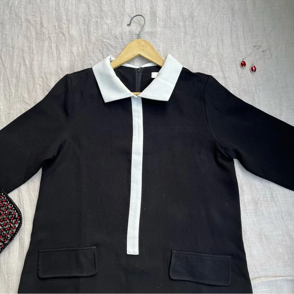 SOLD ❌ Black Straight Dress with contrast collar - Picture 3 of 8